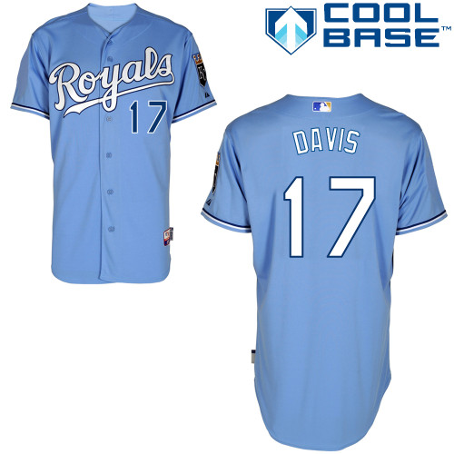 Wade Davis #17 MLB Jersey-Kansas City Royals Men's Authentic Alternate 1 Blue Cool Base Baseball Jersey